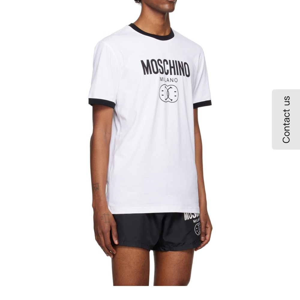 NEW WITH TAGS Moschino Double Smiley White T-Shirt with Black Accents